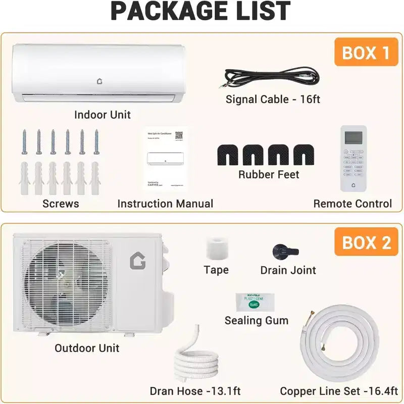 Garvee 9000 BTU Mini Split Air Conditioner and Heat, Mini AC Unit with Heat Pump & WiFi-Enabled, 115V, White