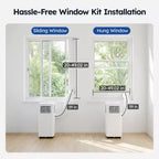 Climatiseur portable intelligent Simzlife 14000 BTU, 3-en-1 pour 37 m², contrôle via application, système auto-évaporatif, blanc