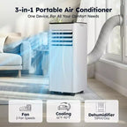 Simzlife Portable Air Conditioner 10000 BTU(DOE) 3-in-1 AC with Cooling Dehumidifier Fan Sleep Mode for 450 Sq.Ft, Adjustable Window Kits, White