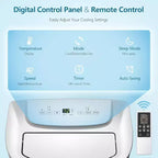 14,000 BTU Portable AC with Remote! Cools Rooms up to 700 Sq.Ft. 3 in 1 Function, Digital Display, 24H Timer, Installation Kit