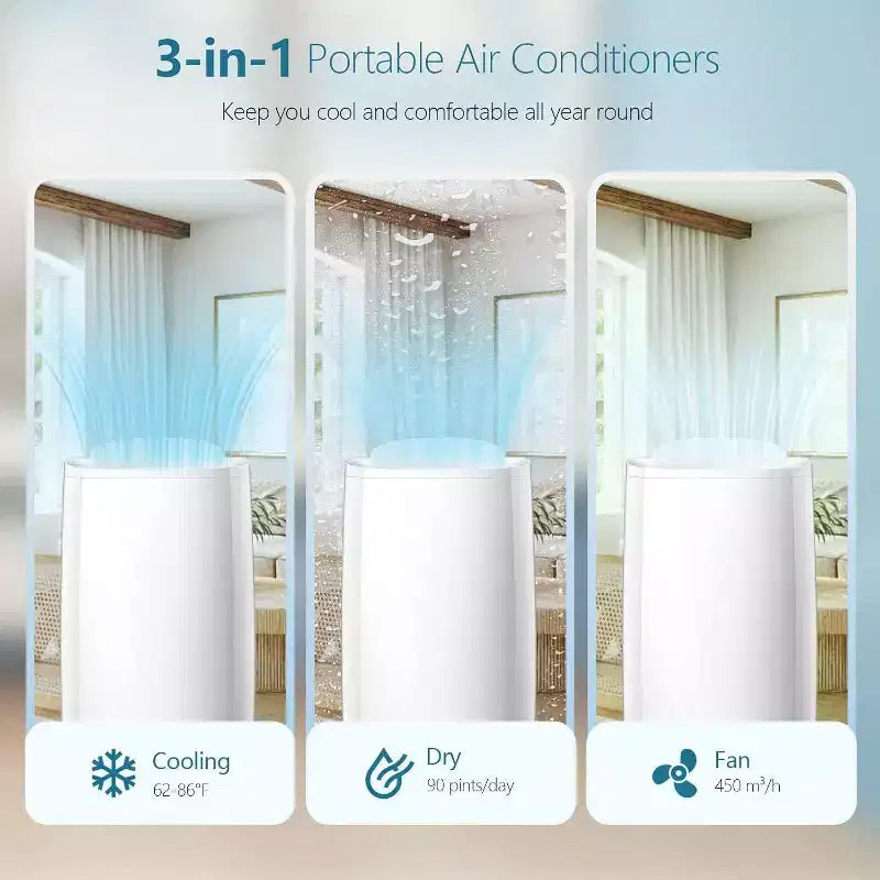14,000 BTU Portable AC with Remote! Cools Rooms up to 700 Sq.Ft. 3 in 1 Function, Digital Display, 24H Timer, Installation Kit