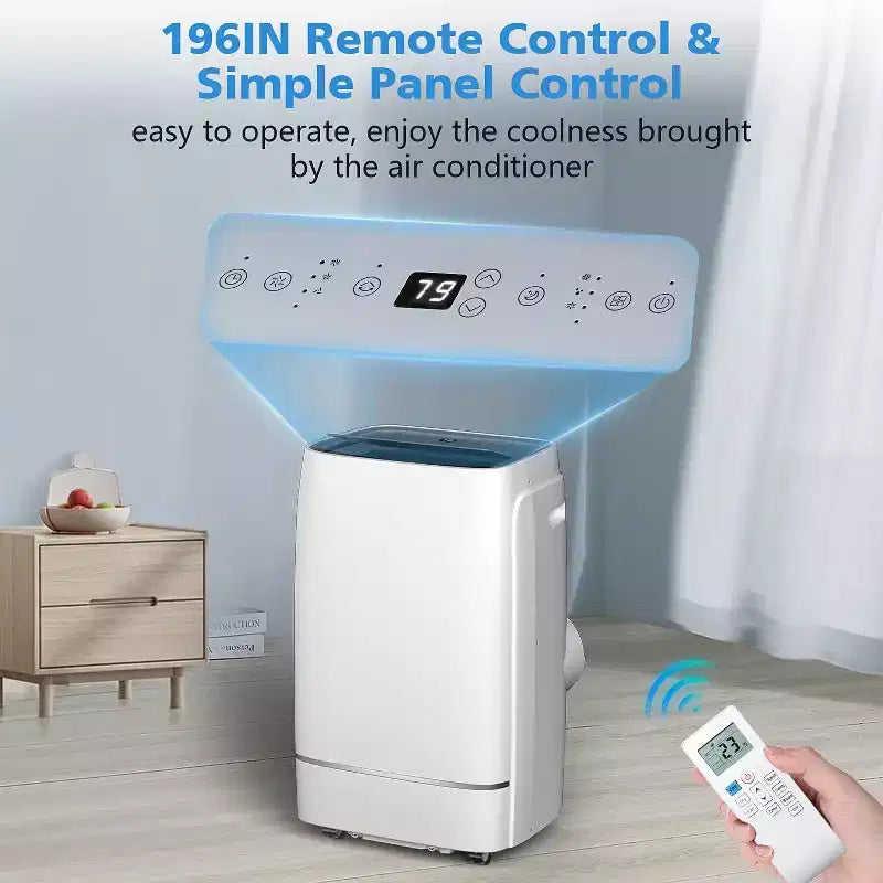 Climatiseur portable, 13 000 BTU pour pièces jusqu'à 55 m², déshumidificateur et ventilateur, climatiseur portable avec 3 vitesses de ventilation, minuterie 24h, télécommande