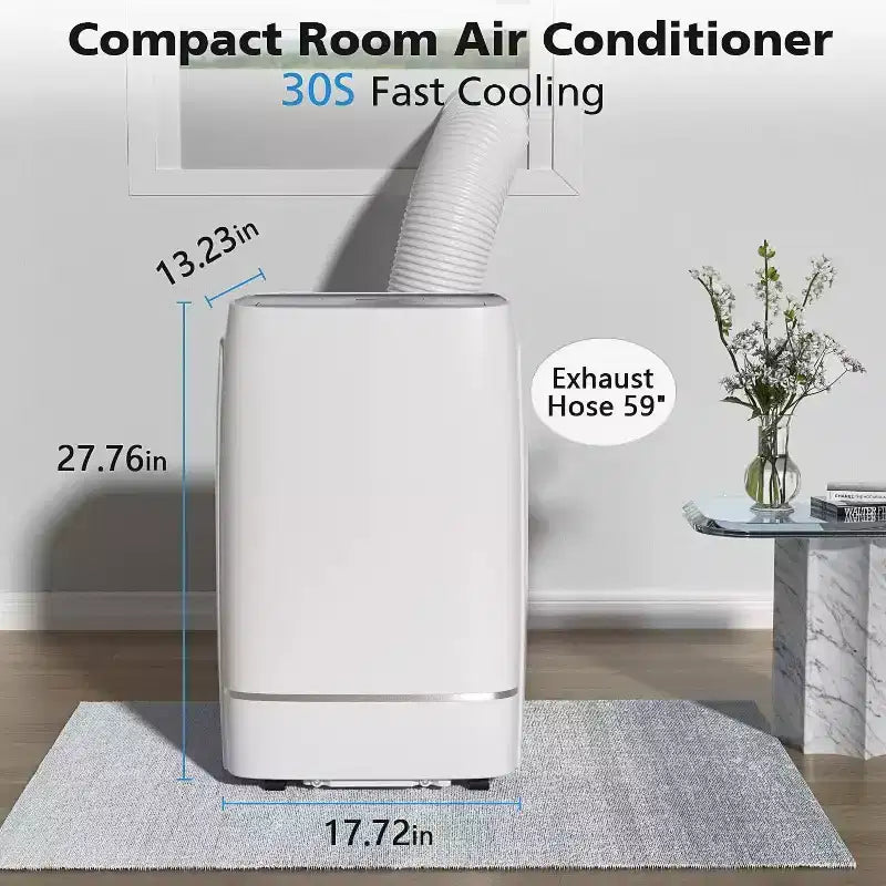 Climatiseur portable, 13 000 BTU pour pièces jusqu'à 55 m², déshumidificateur et ventilateur, climatiseur portable avec 3 vitesses de ventilation, minuterie 24h, télécommande