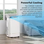 Climatiseur portable, 13 000 BTU pour pièces jusqu'à 55 m², déshumidificateur et ventilateur, climatiseur portable avec 3 vitesses de ventilation, minuterie 24h, télécommande