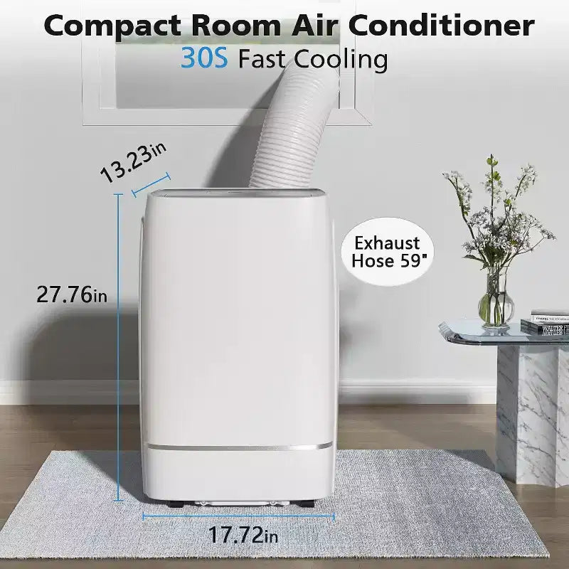 Climatiseur portable 12000 BTU pour pièces jusqu'à 51 m², déshumidificateur et ventilateur, climatiseur portable avec 3 vitesses de ventilation, minuterie 24h, télécommande