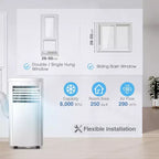 R.W.FLAME 8,000 BTU Portable Air Conditioner with Remote Control, 3-in-1 Air Conditioner with Digital Display,24Hrs Timer,Installation Kit for Home