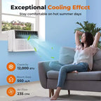Climatiseur de fenêtre 12000 BTU, unité de climatisation de fenêtre 3 en 1 pour pièce jusqu'à 50 m², mode économie d'énergie, 3 vitesses de ventilation et fonctionnement silencieux