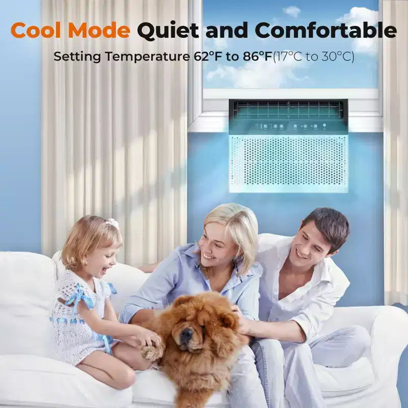 Climatiseur de fenêtre 12000 BTU, unité de climatisation de fenêtre 3 en 1 pour pièce jusqu'à 50 m², mode économie d'énergie, 3 vitesses de ventilation et fonctionnement silencieux