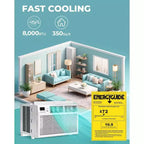 Climatiseur de fenêtre 8 000 BTU avec télécommande, unité de climatisation de fenêtre intelligente avec déshumidificateur, ventilateur, économie d'énergie, pour la maison/le salon