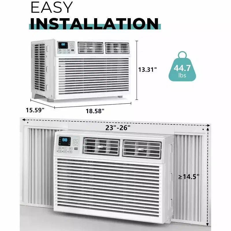 Climatiseur de fenêtre 8 000 BTU avec télécommande, unité de climatisation de fenêtre intelligente avec déshumidificateur, ventilateur, économie d'énergie, pour la maison/le salon