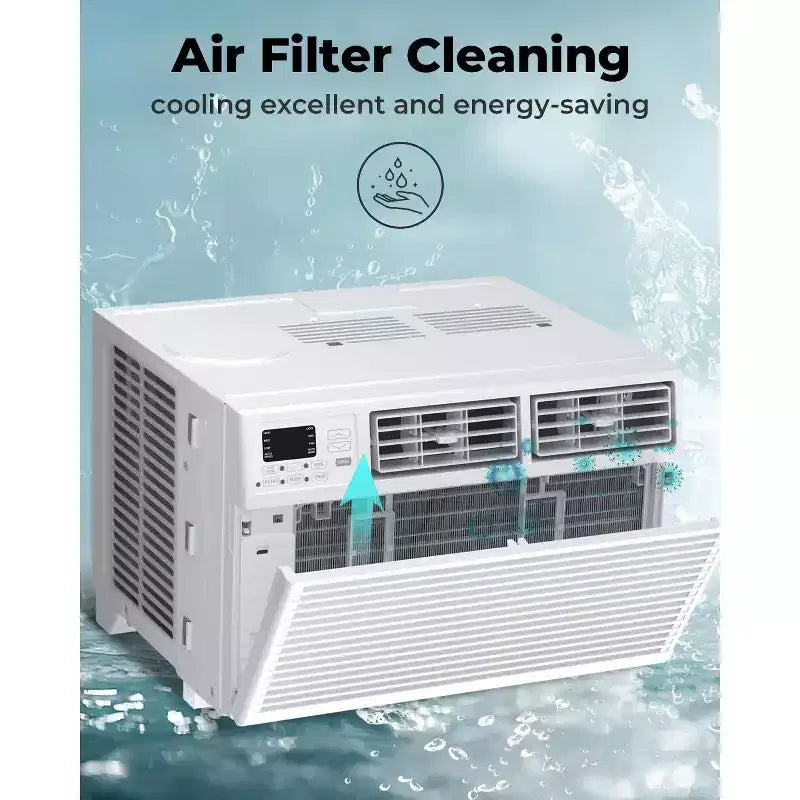 Climatiseur de fenêtre 8 000 BTU avec télécommande, unité de climatisation de fenêtre intelligente avec déshumidificateur, ventilateur, économie d'énergie, pour la maison/le salon