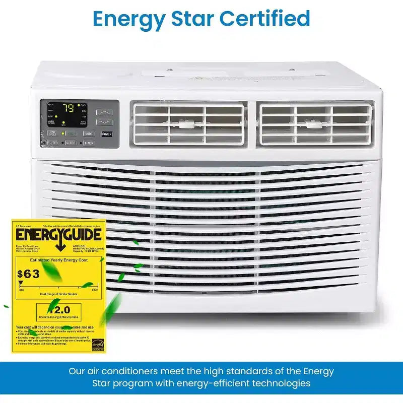 Climatiseur de fenêtre 8000 BTU, unité de climatisation 3-en-1 avec contrôle via application intelligente, déshumidificateur, 3 vitesses de ventilation et télécommande, refroidit des pièces jusqu'à 32,5 m²