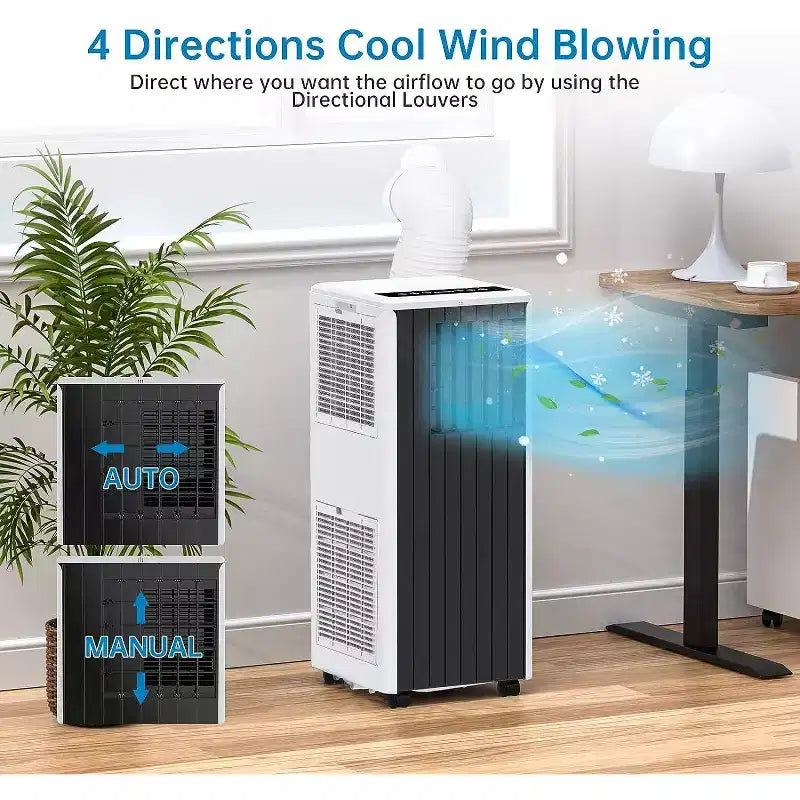 Garvee 8000 BTU Portable Air Conditioner, 3-in-1 AC Unit With Remote Control & Dehumidifier, Black