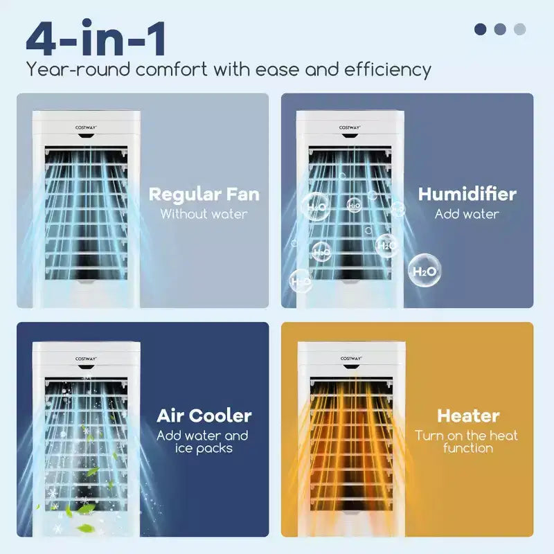 Costway Evaporative Air Cooler/Heater 4-in-1 Windowless Oscillating Swamp Cooler 3 Modes