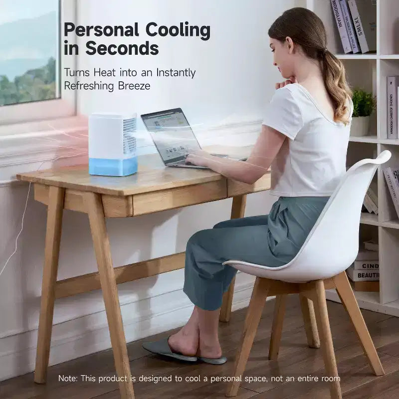 Ventilateur de refroidissement d'air portable HiCOZY avec brumisateur, mini climatiseur humidificateur pour bureau