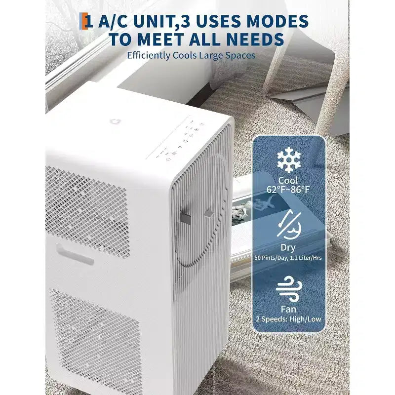 Garvee 8000 BTU Portable Air Conditioner with Remote, 3-in-1 AC Unit Quiet Sleep Mode Energy Efficient Cooling Fan Window Kit