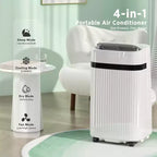 Climatiseur portable ZAFRO 12 000 BTU, refroidit des pièces jusqu'à 51 m², climatiseur portable avec fonctions Froid, Ventilateur, Déshumidificateur et Veille, Blanc