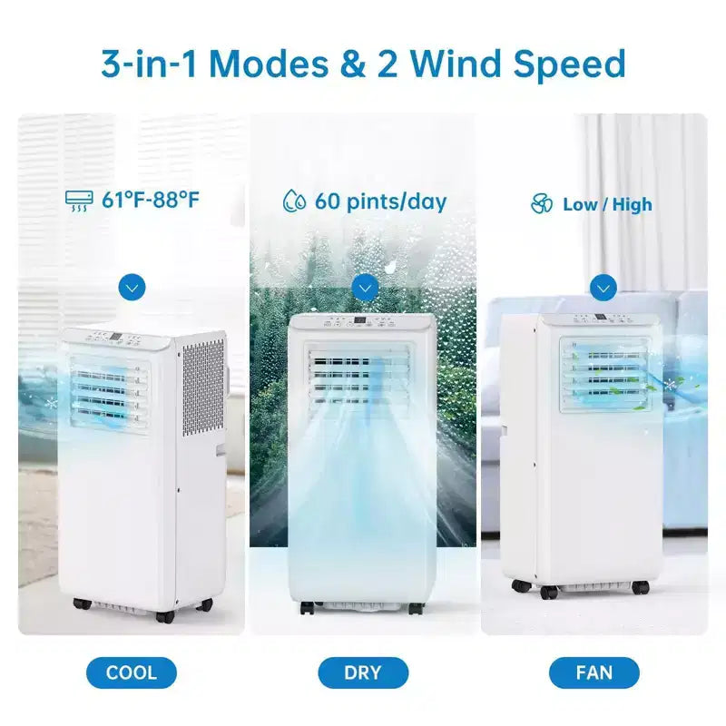 Climatiseurs portables 10000 BTU, Climatiseur économe en énergie avec télécommande