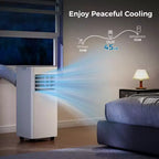 10,000 BTU Portable Air Conditioner, 4 Modes, Fast Cooling, Self-Evaporation, Remote Control, Timer, for Bedroom/Dorm/Indoor Use, White