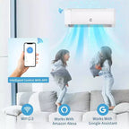 Climatiseur bibloc mural sans conduit 18000 BTU avec Wi-Fi, SEER2 19, 208-230V, Inverter, compatible Alexa