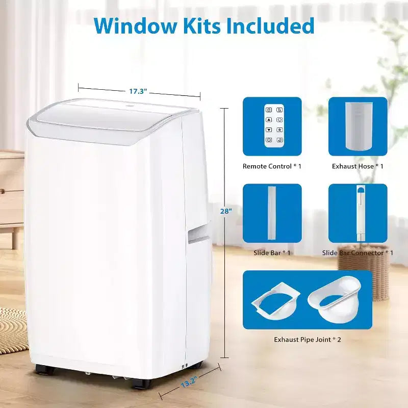 14,000 BTU 3-in-1 Portable Air Conditioner with Window Kit, Cools up to 750 Sq.Ft, 75-Pint Dehumidifier