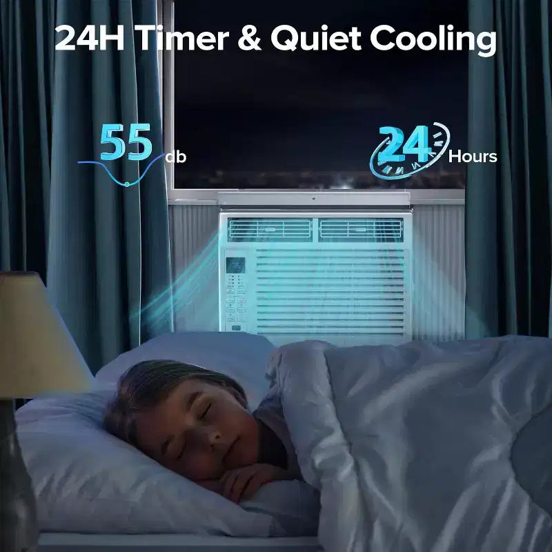 ZAFRO 6,000 BTU Small Window Air Conditioner Cool up to 250 Sq. Ft. with Ultra-Quiet, Compact-size, Washable Filter, Remote Control