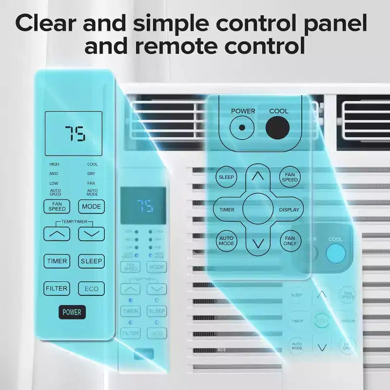 ZAFRO 6,000 BTU Small Window Air Conditioner Cool up to 250 Sq. Ft. with Ultra-Quiet, Compact-size, Washable Filter, Remote Control
