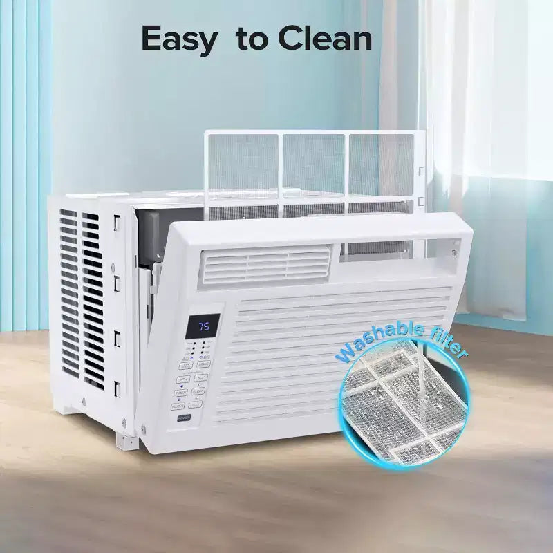 ZAFRO 6,000 BTU Small Window Air Conditioner Cool up to 250 Sq. Ft. with Ultra-Quiet, Compact-size, Washable Filter, Remote Control