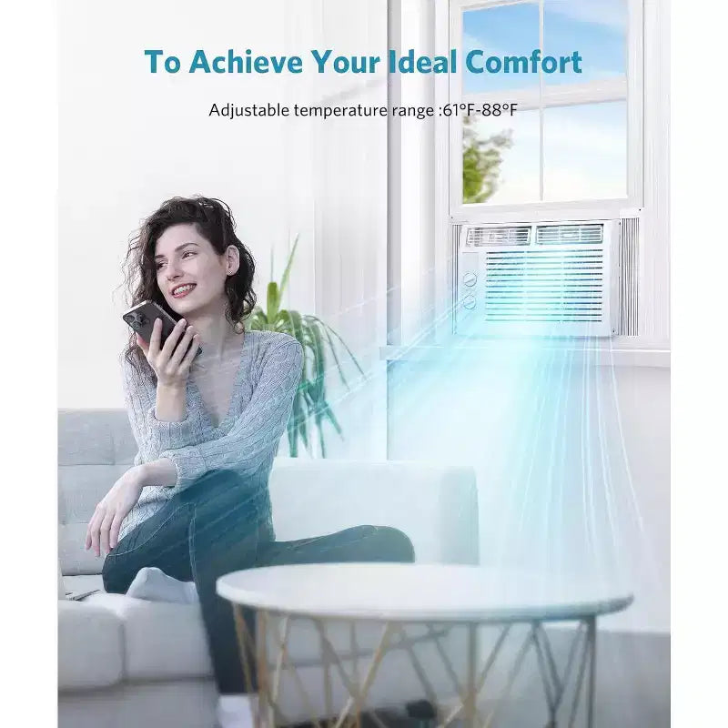 ZAFRO 5,000 BTU Window Air Conditioner Cools Up to 150 Sq. Ft, Utral Quiet Air Conditioner Window Unit with Mechanical Controls, 2 Fan Speeds
