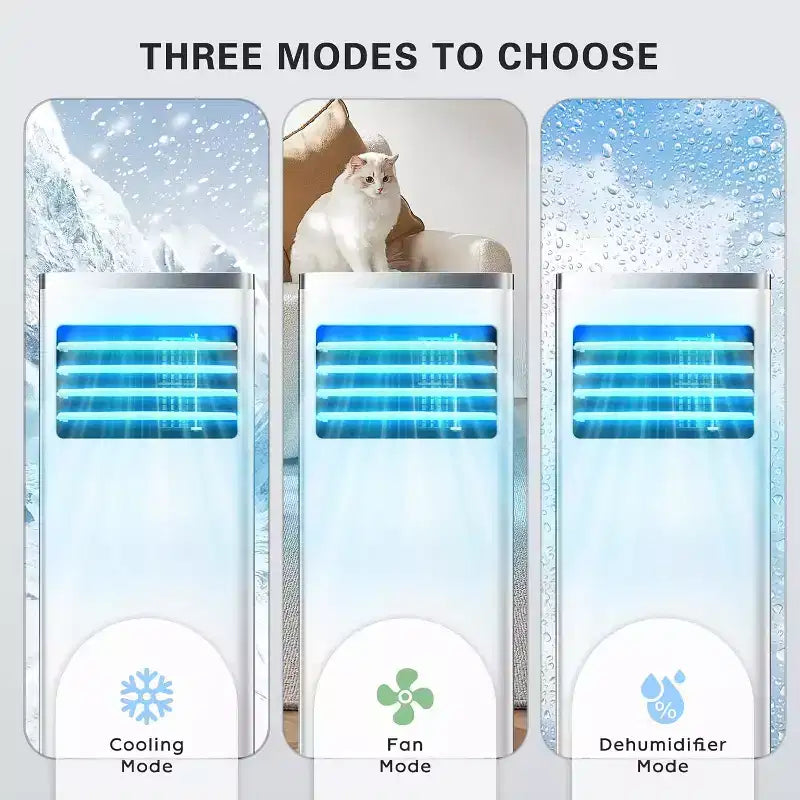 ZAFRO Remote Control&Window Kit, 3-in-1 AC Unit Built-in Dehumidifier,Fan Mode Portable Air Conditioner, white(8,000 BTU)