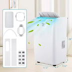 14000 BTU Portable Air Conditioner for Rooms Up to 750 Sq.Ft, 3-In-1 AC Unit AC Unit with Fan Mode, Dehumidifier & Heater