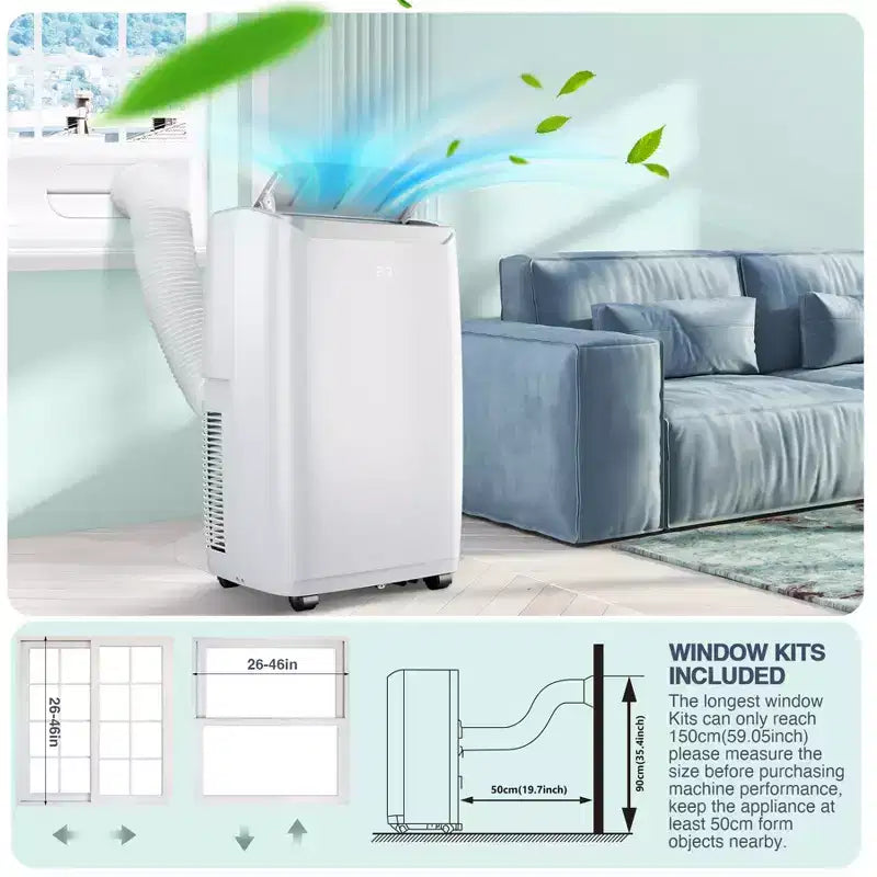 12,000 BTU Portable Air Conditioner for Rooms Up to 550 Sq.Ft, 3-in-1 AC/Dehumidifier/Fan