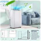 12,000 BTU Portable Air Conditioner for Rooms Up to 550 Sq.Ft, 3-in-1 AC/Dehumidifier/Fan
