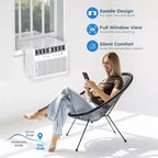ZAFRO 12,000 BTU U-Shaped Air Conditioner Window Unit Cools up to 550 Sq.ft, Ultra Quiet Window Air Conditioner with Full Window View