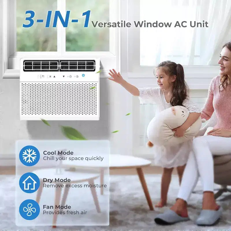 ZAFRO 12,000 BTU U-Shaped Air Conditioner Window Unit Cools up to 550 Sq.ft, Ultra Quiet Window Air Conditioner with Full Window View