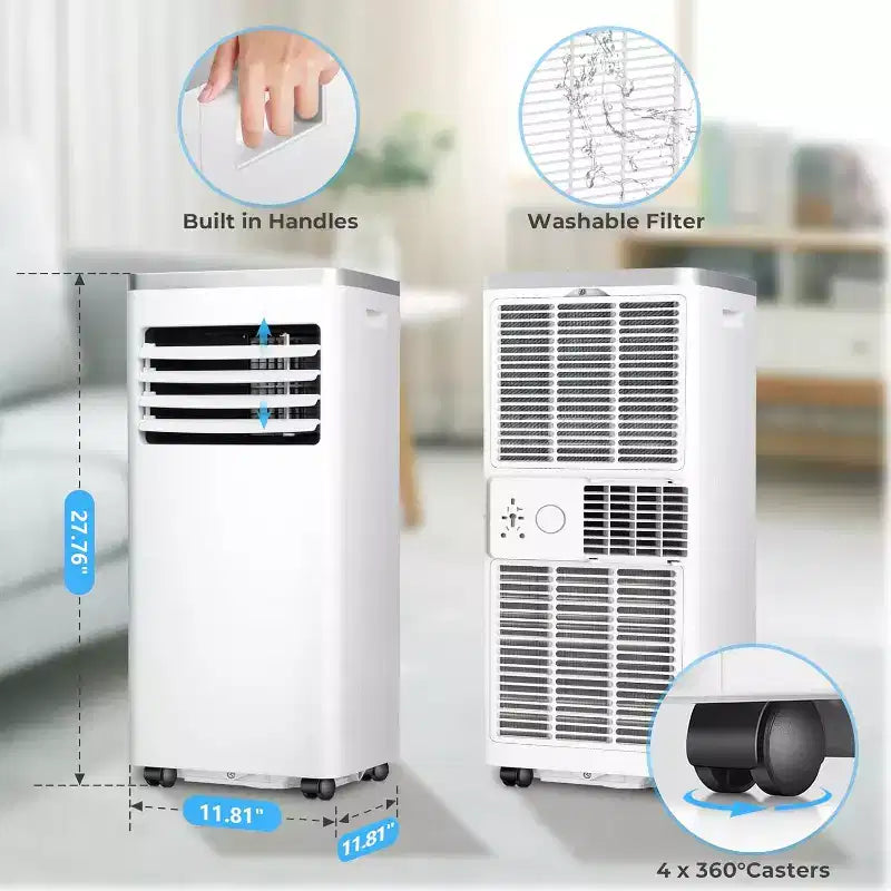 ZAFRO Portable Air Conditioner,AC Unit for Bedroom Room Garage RV, 24H Timer/Remote Control/2 Speeds/LED Display