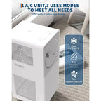 12,000 BTU Drainage-free Portable Air Conditioner for Indoor Rooms, 3-In-1 AC Unit for Bedroom 190-250 Sq.Ft