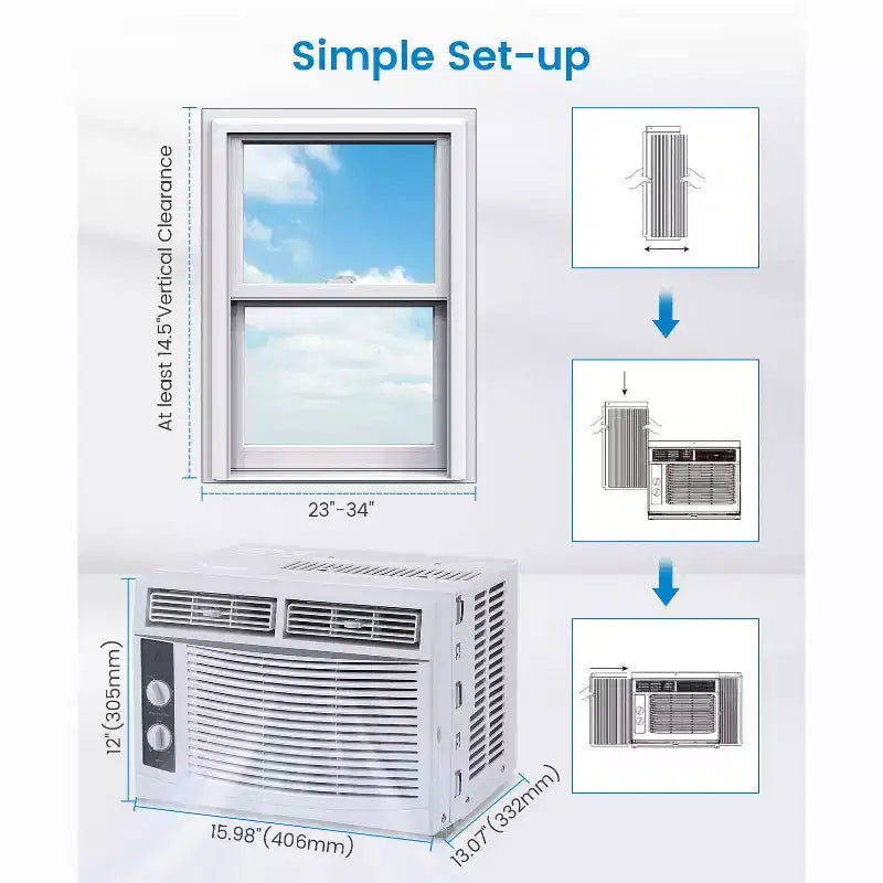 5000 Btu Air Conditioner Window Unit, Fast Cooling to 150 Sq.Ft. Window Ac Unit With Easy-to-Use Mechanical Controls