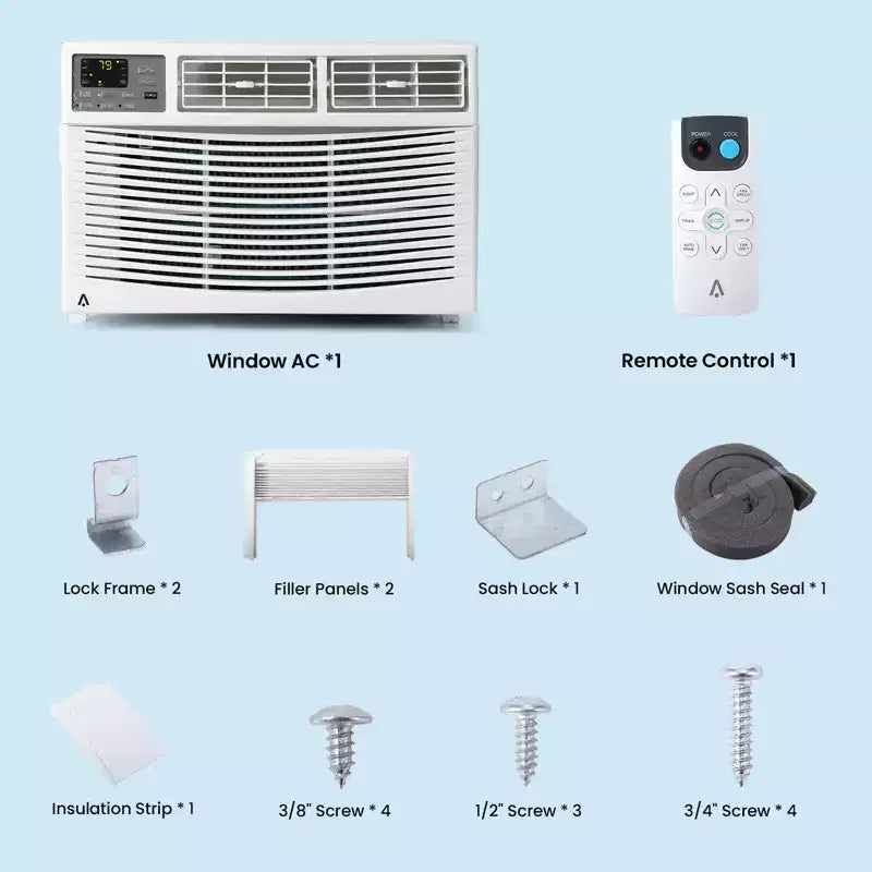 8000 BTU Window Air Conditioner, Ultra Quiet Air Conditioner Window Unit for Rooms Up to 350 Sq. Ft