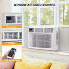 10000 BTU Window Air Conditioner Unit with Remote Control, Cools Rooms Up to 450 Sq ft, 3 Cooling & Fan Speeds Quiet Operation, Easy Install Kit