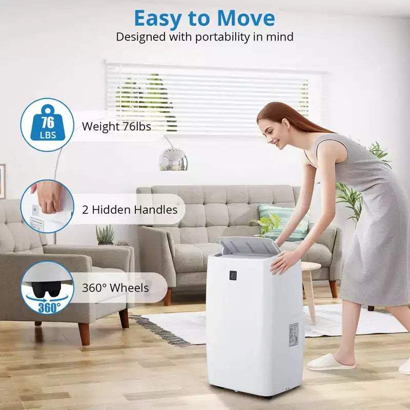 Climatiseurs portables, Climatiseur portable 14000 BTU, Refroidit jusqu'à 70 m² Climatiseur mobile 3-en-1 pour chambre avec déshumidificateur, ventilateur, mode veille, minuterie 24h