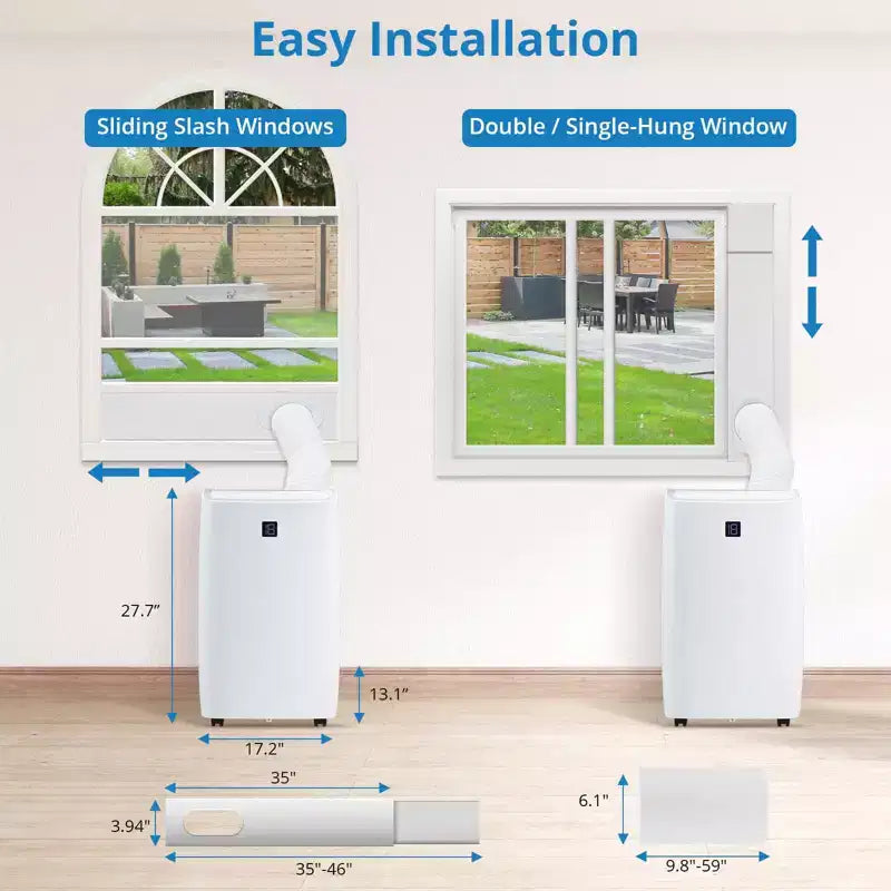 Climatiseurs portables, Climatiseur portable 14000 BTU, Refroidit jusqu'à 70 m² Climatiseur mobile 3-en-1 pour chambre avec déshumidificateur, ventilateur, mode veille, minuterie 24h
