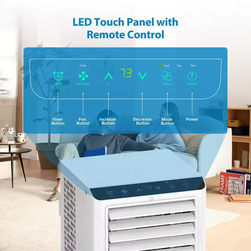 8000BTU Portable Air Conditioners with Remote Control and 24H Timer, 3 IN 1 Low Noise Portable AC Unit with Dehumidifier and Fan, up to 350Sq. Ft.