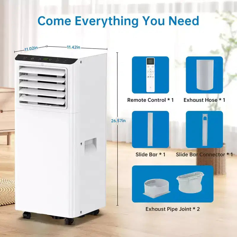 8000BTU Portable Air Conditioners with Remote Control and 24H Timer, 3 IN 1 Low Noise Portable AC Unit with Dehumidifier and Fan, up to 350Sq. Ft.