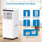 8000BTU Portable Air Conditioners with Remote Control and 24H Timer, 3 IN 1 Low Noise Portable AC Unit with Dehumidifier and Fan, up to 350Sq. Ft.