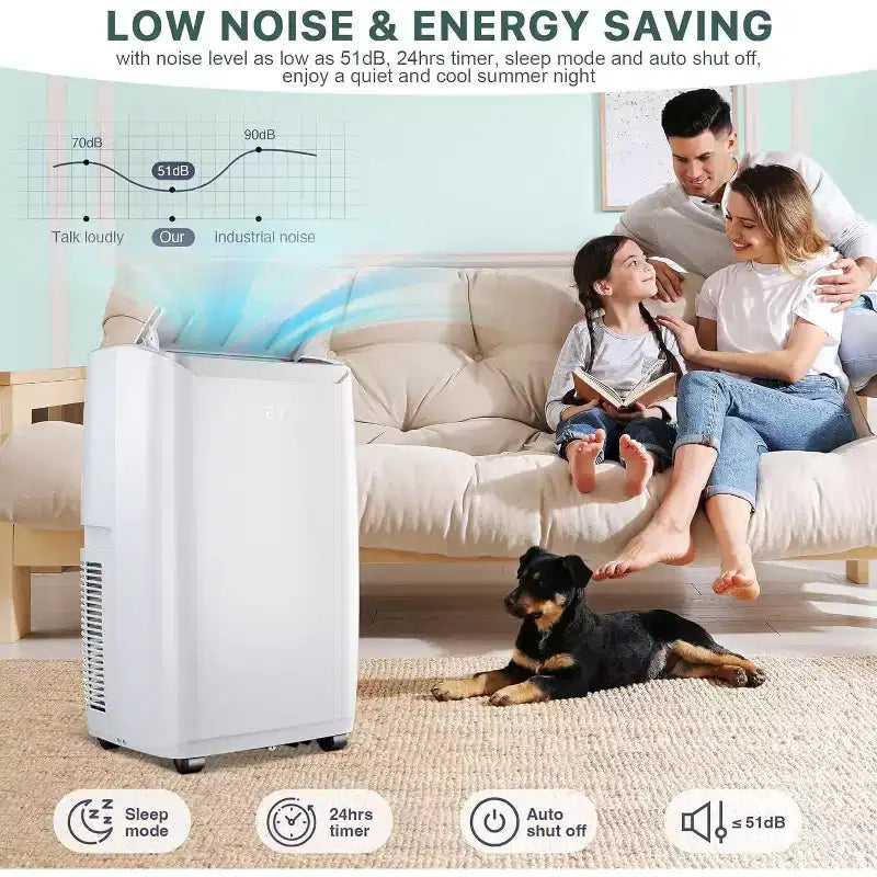 14000 Btu Portable Air Conditioner Fast Cooling 750 Sq.ft, 3-in-1 Floor Air Conditioner Portable W/cooling, Dehumidification And Fan