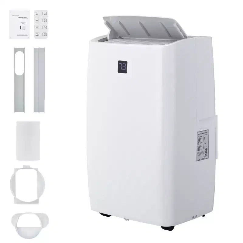 Climatiseur portable 12000 BTU, 3-en-1 : refroidissement, déshumidificateur et ventilateur pour pièces jusqu'à 42 m². Écran numérique, télécommande et mode veille intelligent.
