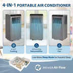 8,000 BTU Portable Air Conditioner, 4-In-1 Portable AC Units for Rooms with Fan, Dehumidifier, Cools Up to 350 Sq.Ft. Room Air Conditioner