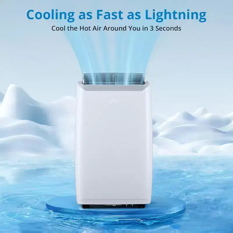 Climatiseurs portables 12000 BTU, refroidisseur portable 3-en-1 avec modes Veille, Oscillation automatique, Déshumidificateur et Ventilateur, afficheurs, jusqu'à 51 m²