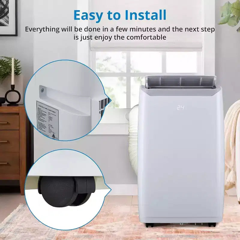 Climatiseurs portables 12000 BTU, refroidisseur portable 3-en-1 avec modes Veille, Oscillation automatique, Déshumidificateur et Ventilateur, afficheurs, jusqu'à 51 m²